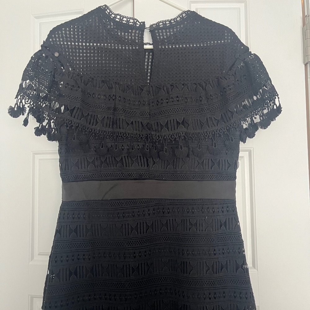 Black Lace Crochet Cocktail Dress